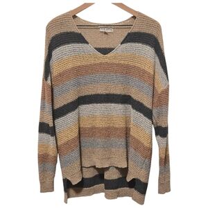 Knox Rose V-Neck Striped Knit Pullover Sweater Size 1X